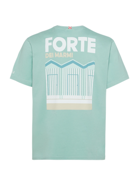 Cotton T-shirt with Forte postcard print