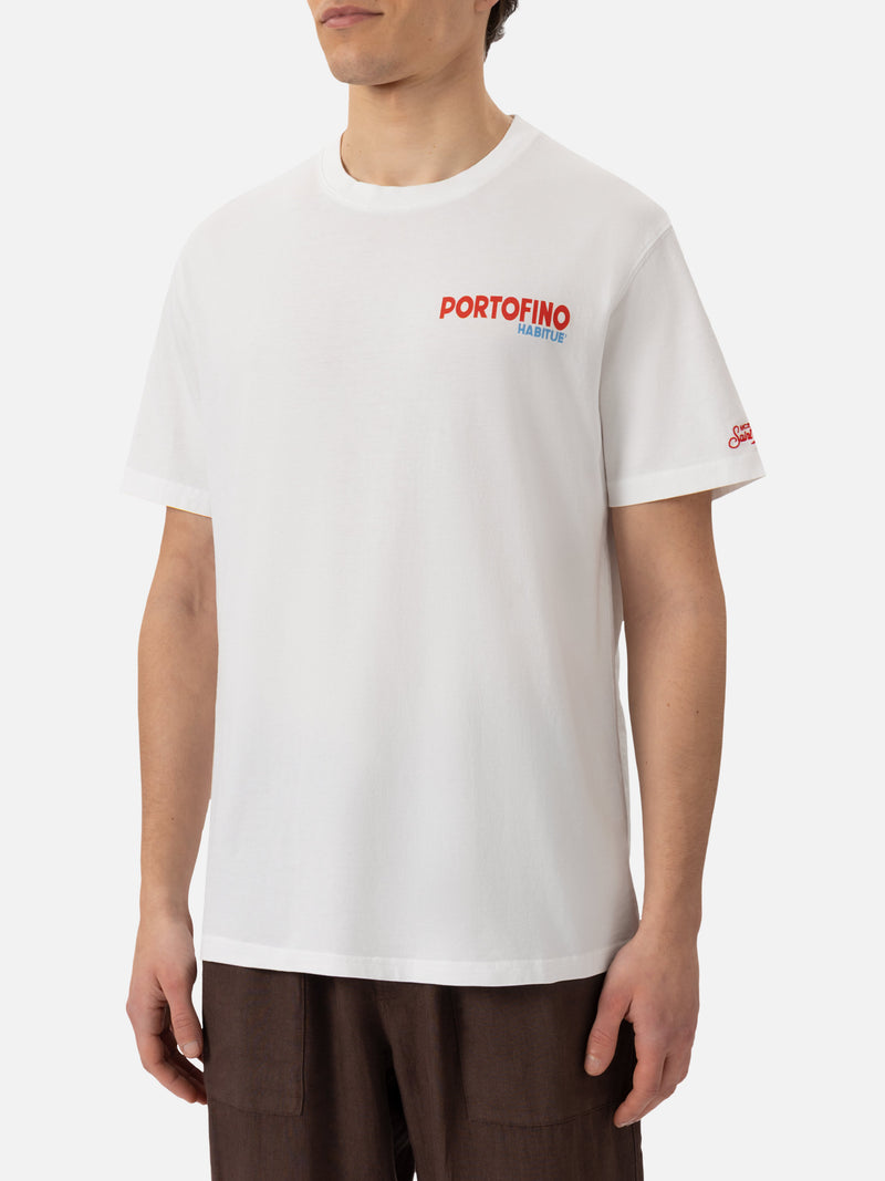 Cotton T-shirt with Portofino postcard print