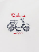 Cotton T-shirt with Vespa week end mood embroidery | VESPA SPECIAL EDITION