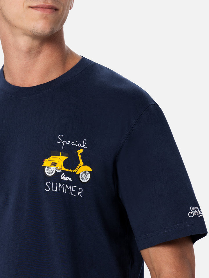 Cotton T-shirt with Vespa Special Summer embroidery | VESPA SPECIAL EDITION - MC2 Saint Barth