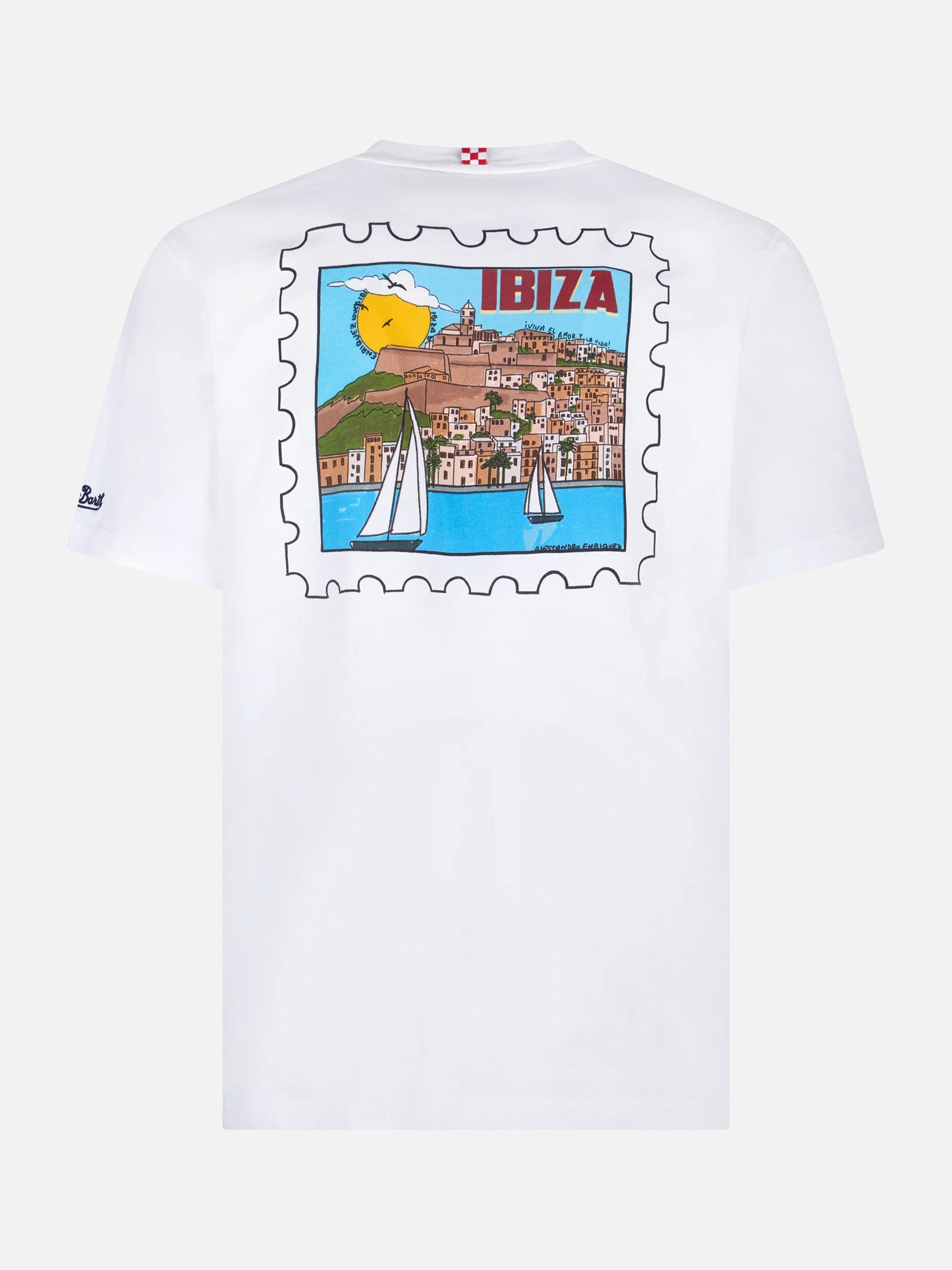 Man cotton t-shirt with Ibiza postcard front and back print | ALESSANDRO ENRIQUEZ SPECIAL EDITION