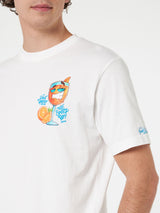 T-shirt da uomo in cotone con stampa piazzata Cryptopuppets Spritz davanti e dietro | EDIZIONE SPECIALE CRYPTOPUPPETS