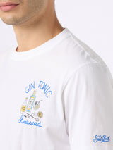 Man cotton t-shirt with Gin Tonic obsessed embroidery