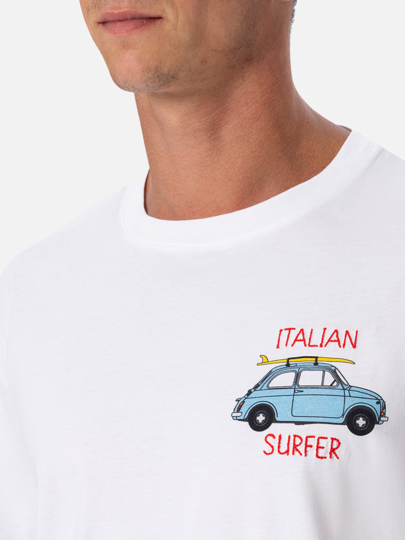 Herren-T-Shirt aus Baumwolle mit platziertem Fiat 500-Aufdruck und Stickerei | FIAT 500 SONDEREDITION