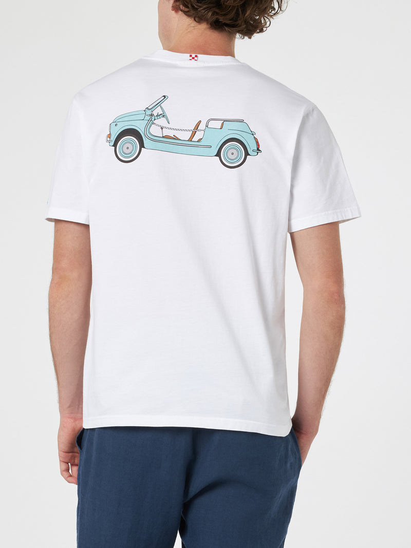 Man cotton t-shirt with Spiaggina front and back placed print | FIAT 500 SPECIAL EDITION