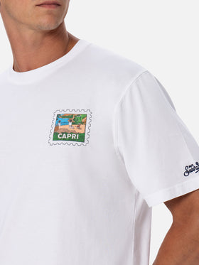 Man cotton t-shirt with Capri postcard front and back print | ALESSANDRO ENRIQUEZ SPECIAL EDITION