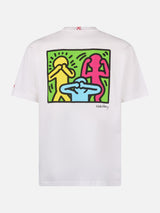 T-shirt da uomo in cotone con stampa fronte e retro del disegno Keith Haring | KEITH HARING EDIZIONE SPECIALE