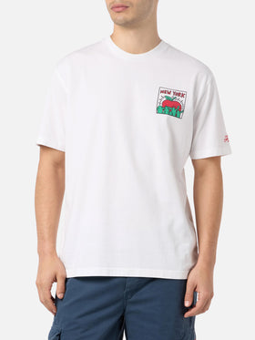 Baumwoll-T-Shirt für Herren mit Aufdruck im Keith-Haring-Design auf der Vorder- und Rückseite | KEITH HARING SONDERAUSGABE