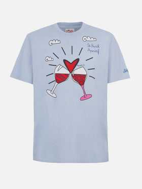 T-shirt Britto con stampa occhiali e ricamo azzurro | Special Edition