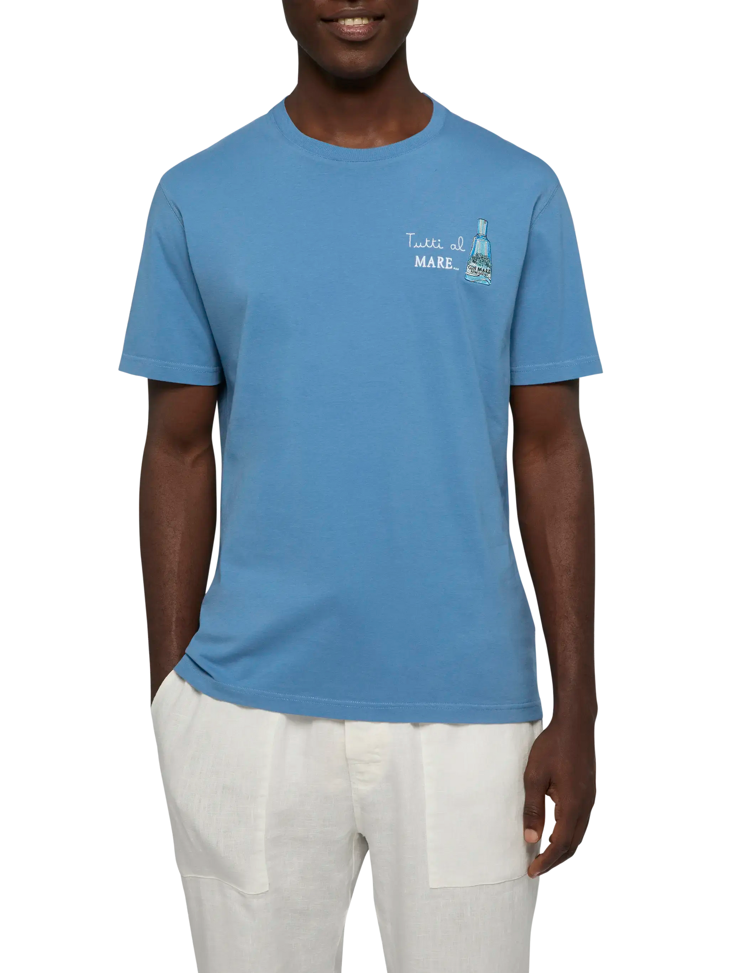 Cotton T-shirt with Tutti al Mare print and embroidery |GIN MARE SPECIAL EDITION