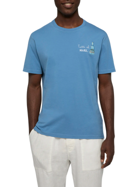 Cotton T-shirt with Tutti al Mare print and embroidery |GIN MARE SPECIAL EDITION