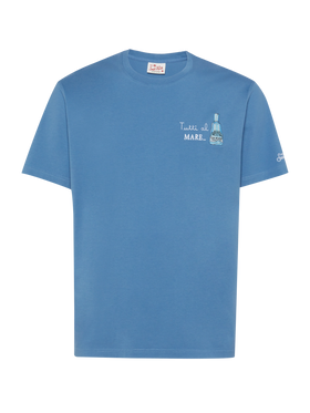 Cotton T-shirt with Tutti al Mare print and embroidery |GIN MARE SPECIAL EDITION