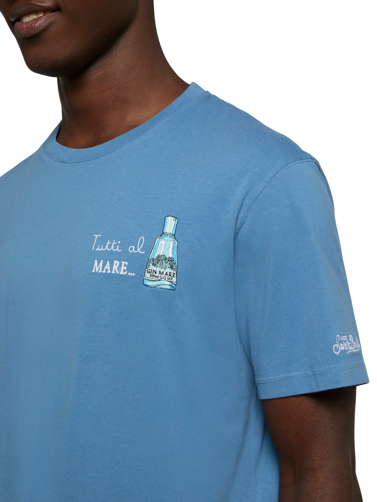 Cotton T-shirt with Tutti al Mare print and embroidery |GIN MARE SPECIAL EDITION