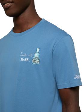 Cotton T-shirt with Tutti al Mare print and embroidery |GIN MARE SPECIAL EDITION