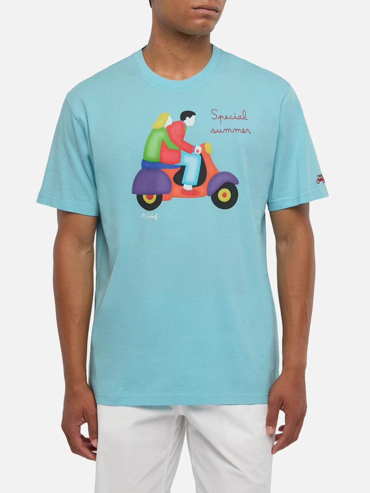 T-shirt Man in cotone con stampa scooter Lodola | MARCO LODOLA SPECIAL EDITION