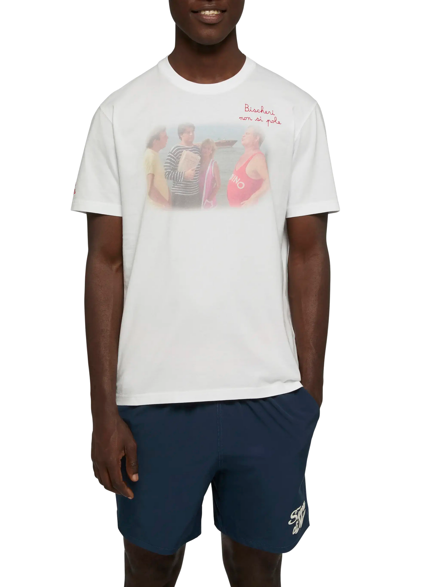Baumwoll-T-Shirt mit Bischeri-Non-Si-Pole-Stickerei | SAPORE DI MARE SPECIAL EDITION