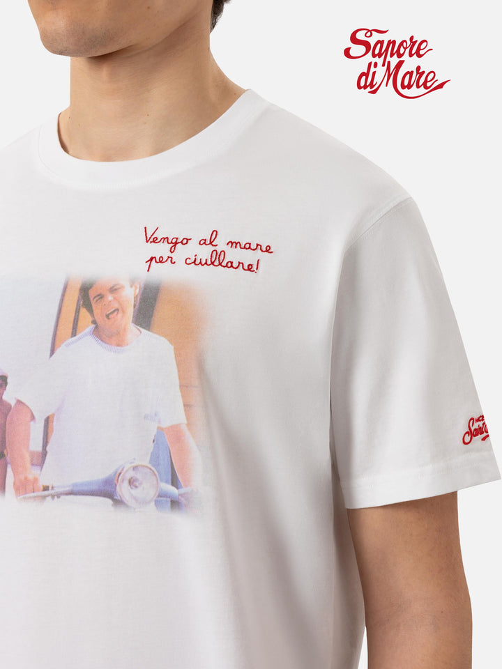 Cotton T-shirt with Vado al mare per... embroidery |SAPORE DI MARE SPECIAL EDITION