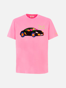 Man cotton t-shirt with Lodola placed print and embroidery | MARCO LODOLA SPECIAL EDITION