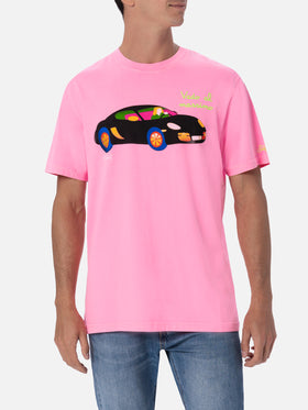 Man cotton t-shirt with Lodola placed print and embroidery | MARCO LODOLA SPECIAL EDITION