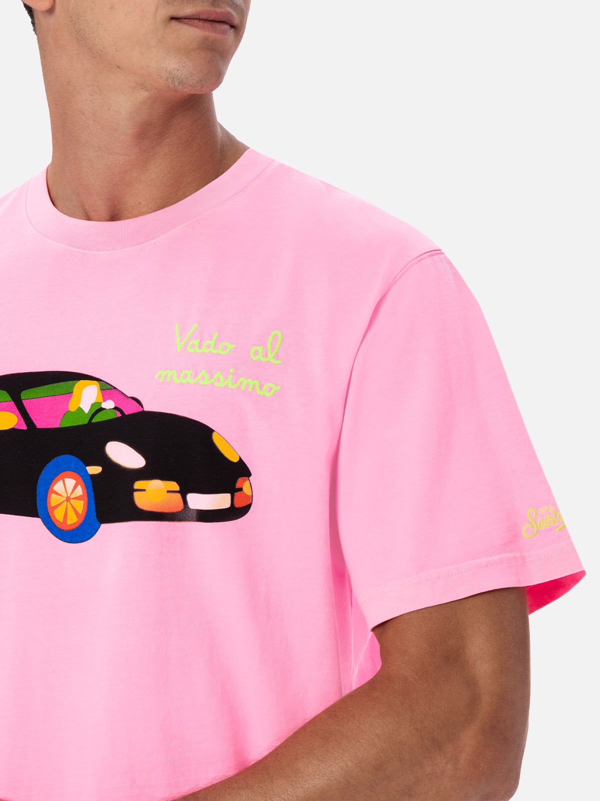 Man cotton t-shirt with Lodola placed print and embroidery | MARCO LODOLA SPECIAL EDITION