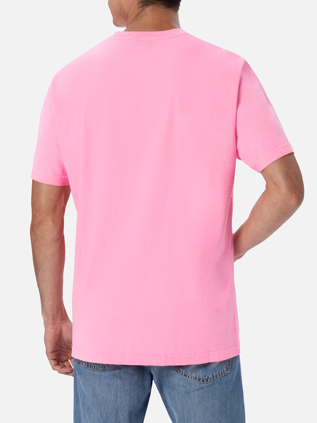 Man cotton t-shirt with Lodola placed print and embroidery | MARCO LODOLA SPECIAL EDITION