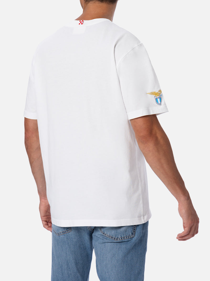 Herren-T-Shirt aus Baumwolle mit Di Padre in Figlio-Stickerei | SS LAZIO SONDERAUSGABE