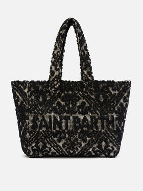 Cabas en coton tufté noir 