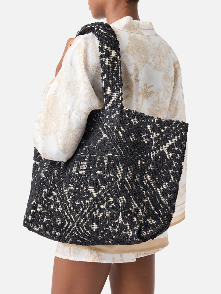 Tufting Cotton Tote Bag nera