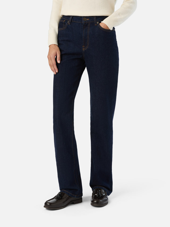 Blue June Baumwoll-Denim-Hose mit SB-Monogramm-Stickerei 