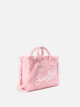 Pink solid color canvas Vanity mini bag