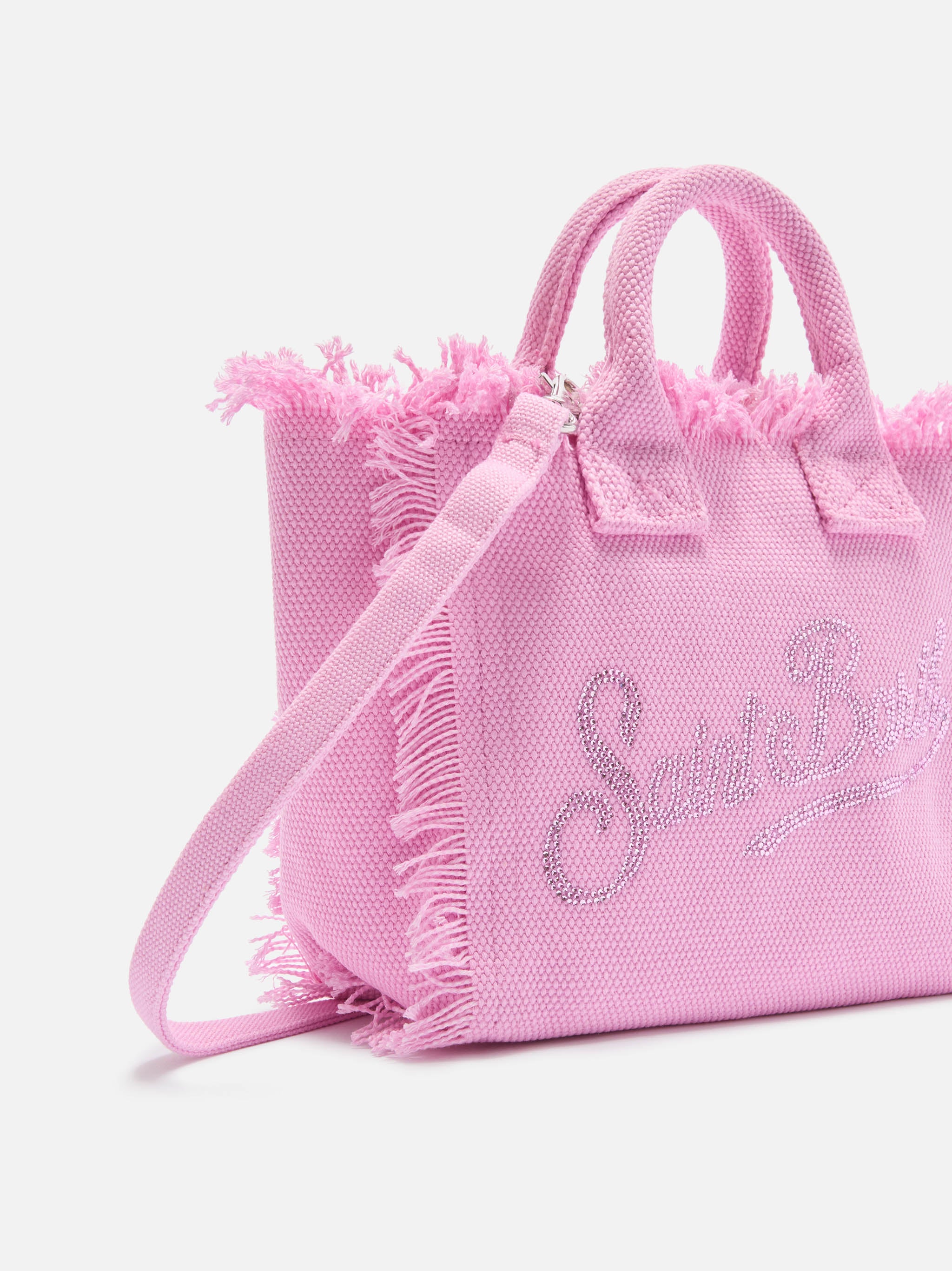 Pink canvas Vanity mini bag with rhinestone logo – MC2 Saint Barth