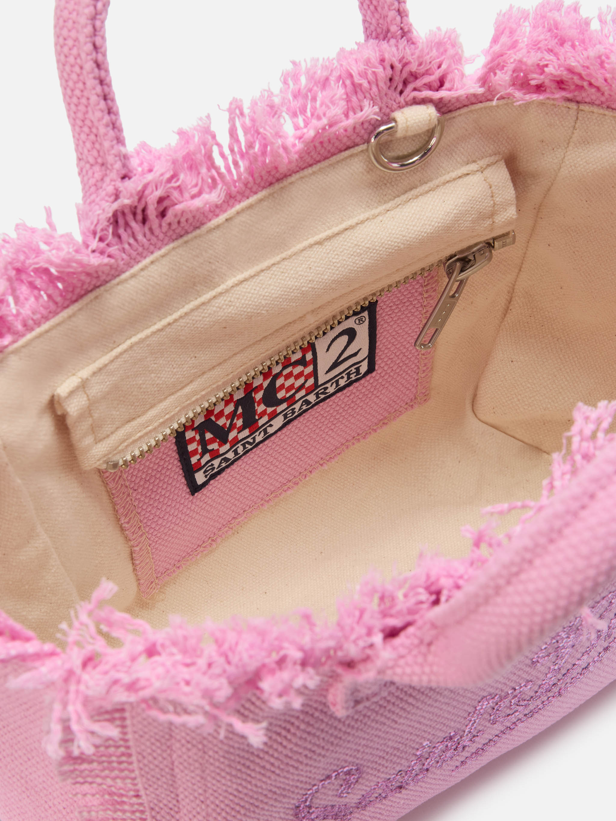 Pink canvas Vanity mini bag with rhinestone logo – MC2 Saint Barth