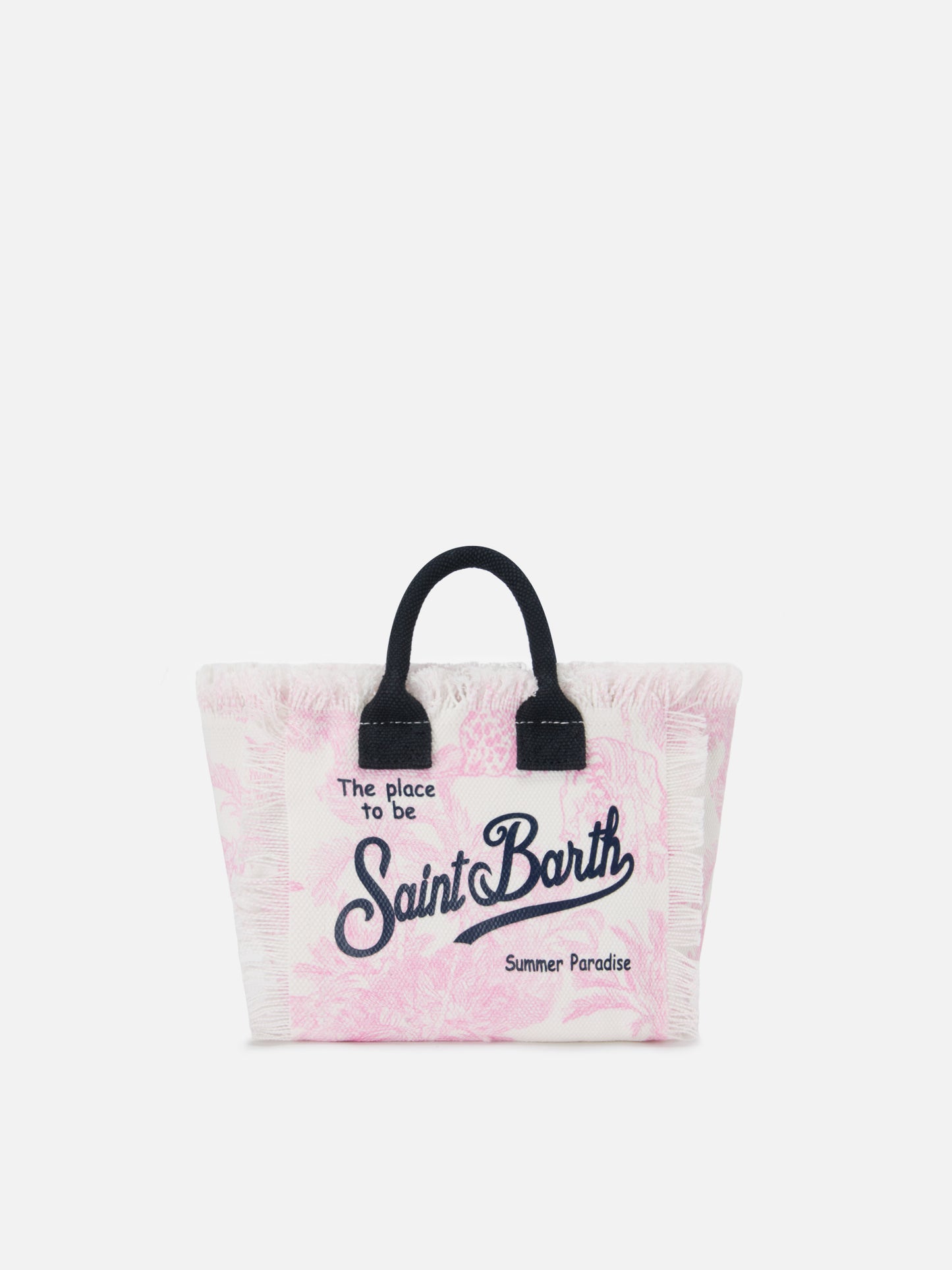 Borsa Vanity mini in canvas con stampa toile de Jouy rosa