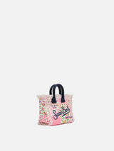 Borsa Mini Vanity in canvas di cotone con stampa patch floreale