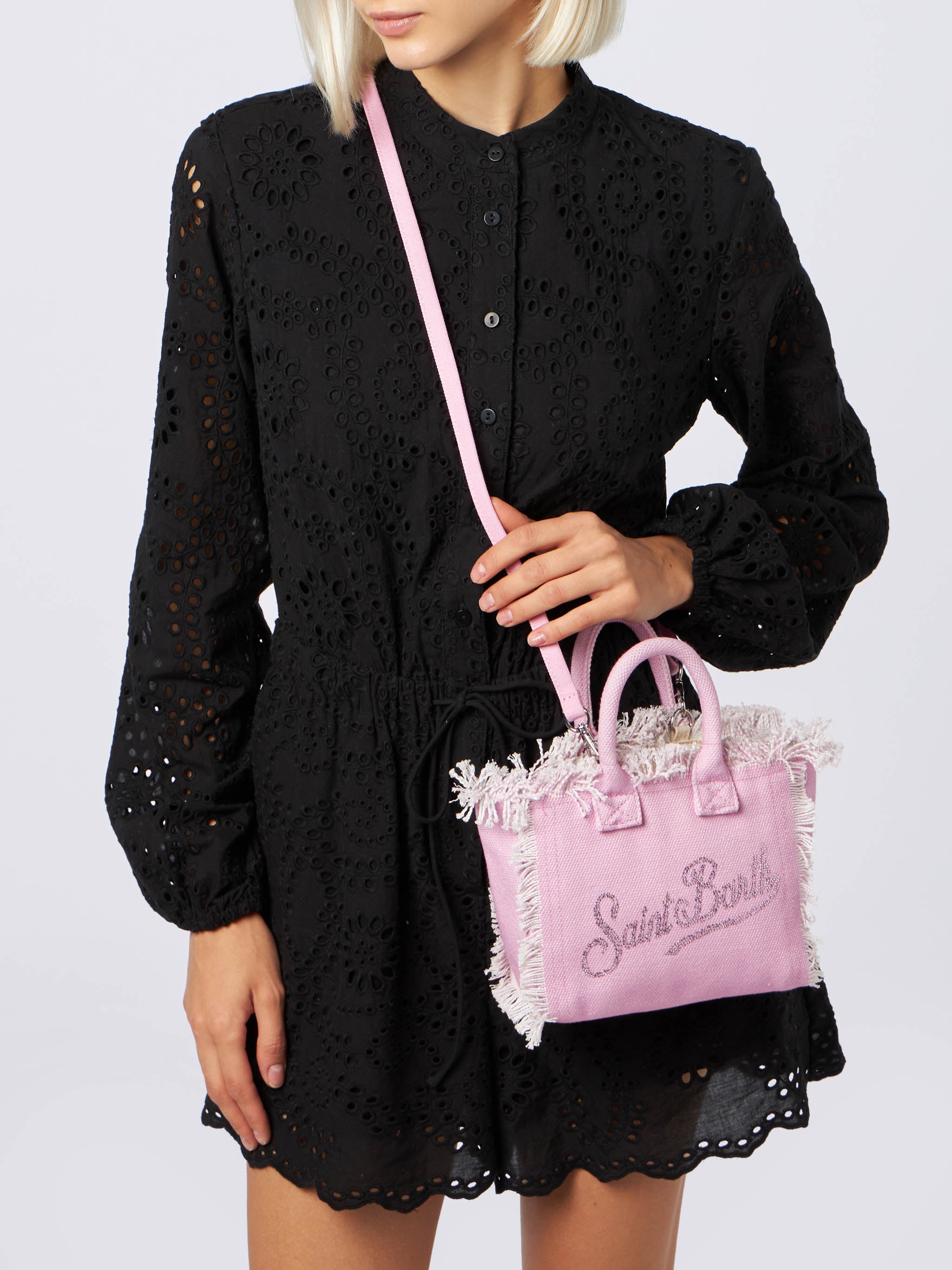 ハンドバッグ MC2 SAINT BARTH Vanity cotton handbag with rhinestones Vanity canvas handbag with rhinestones MC2 SAINT BARTH