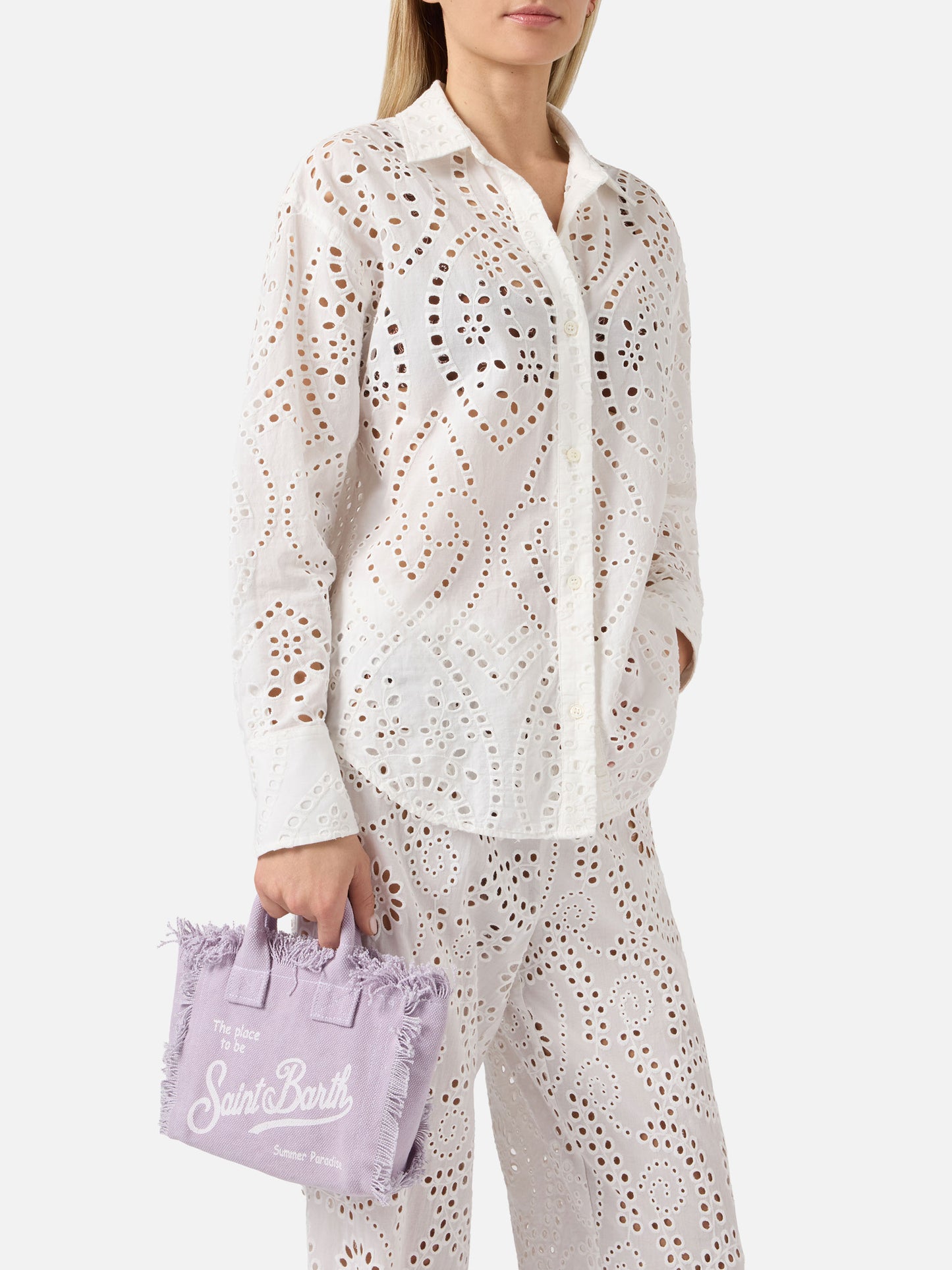 Lilac solid color canvas Vanity mini bag