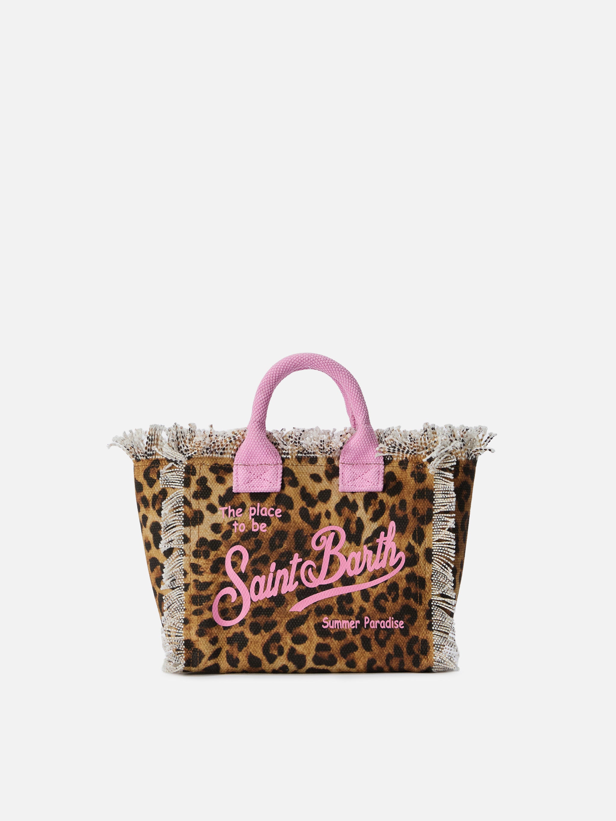 Leopard print canvas Vanity mini bag with pink details – MC2 Saint