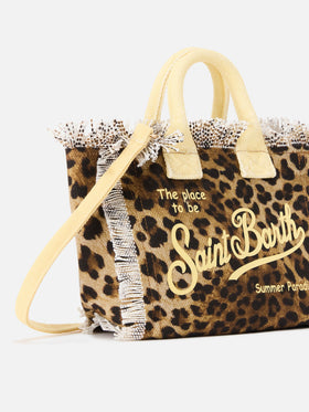 Leopard print canvas Vanity mini bag with yellow details