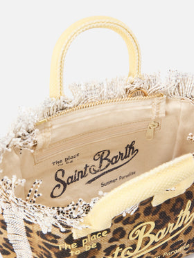 Leopard print canvas Vanity mini bag with yellow details
