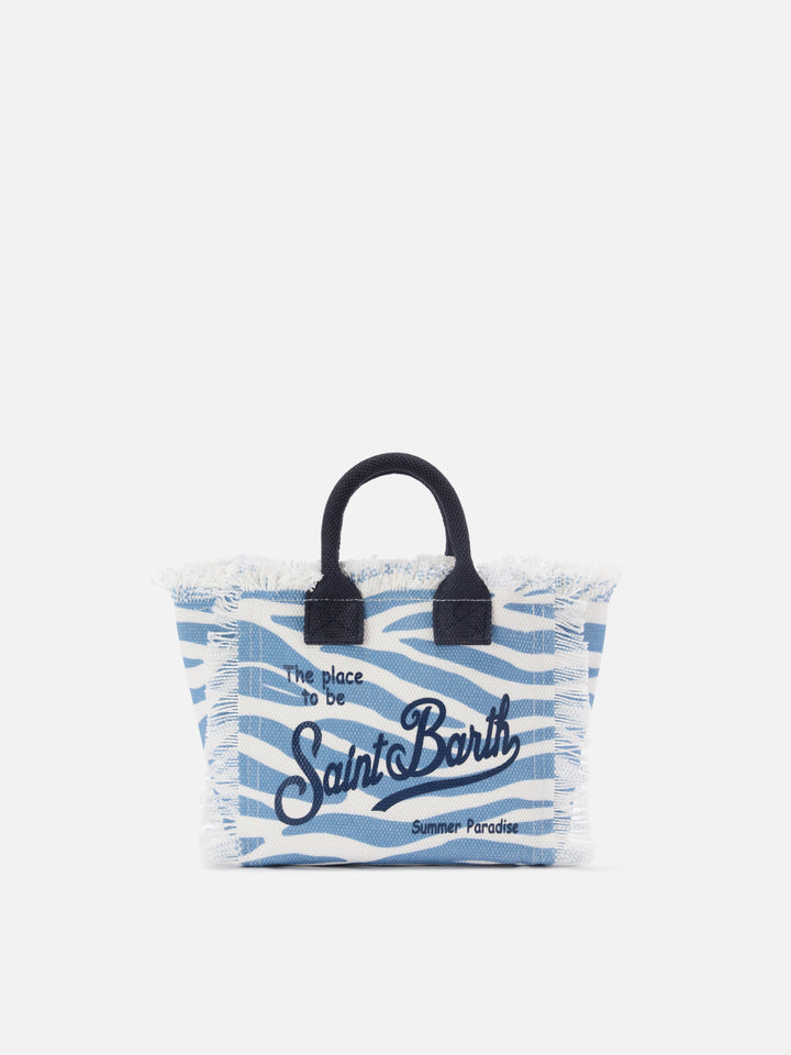 Blue zebra print canvas Vanity mini bag