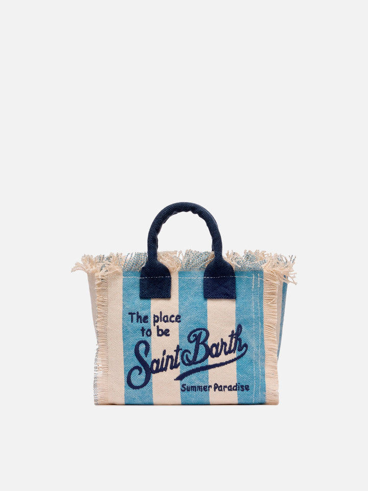 Borsa Mini Vanity in canvas di cotone con stampa a righe
