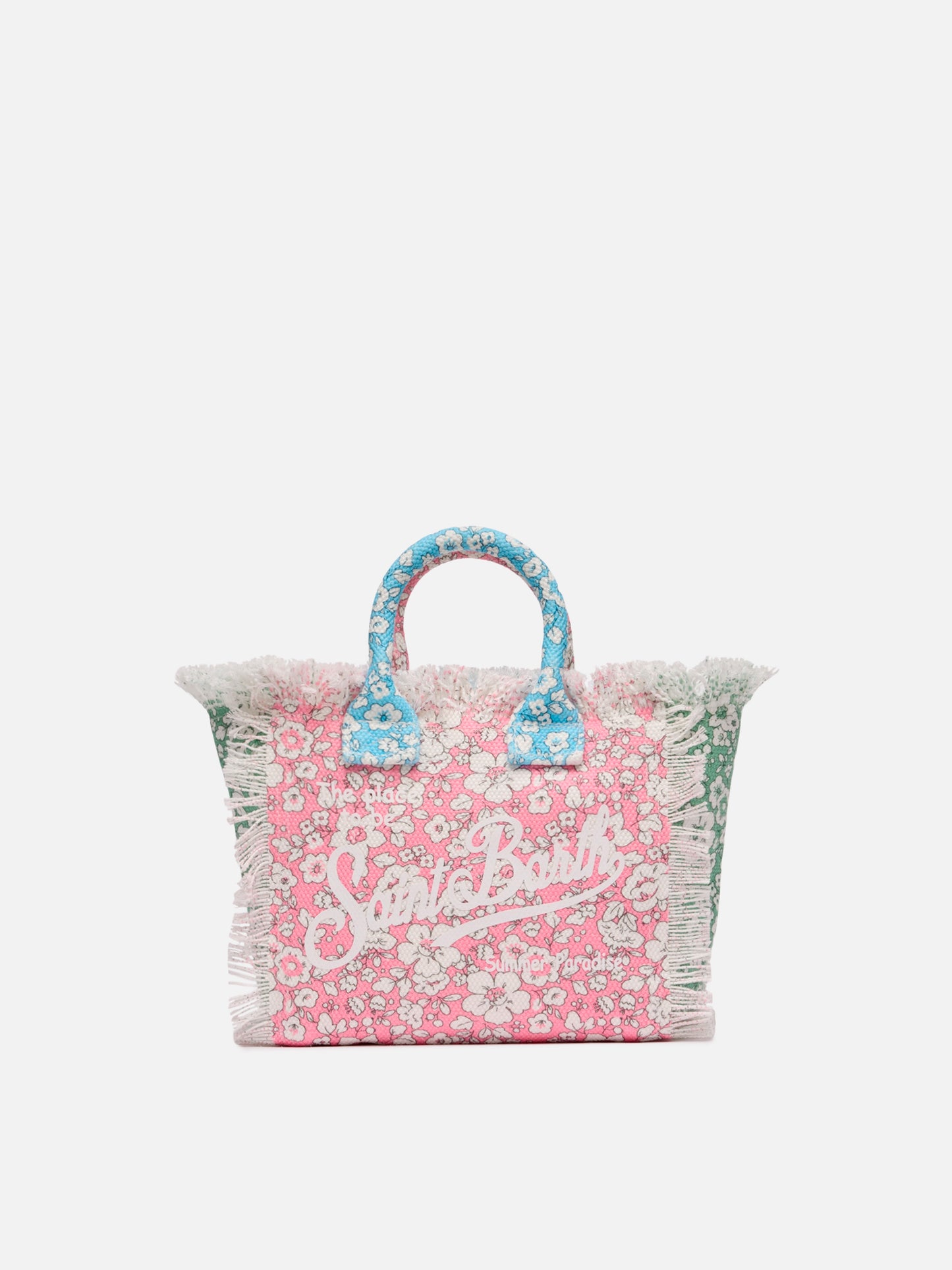 Mini-Kosmetiktasche aus Baumwollcanvas mit Blumenpatch-Print