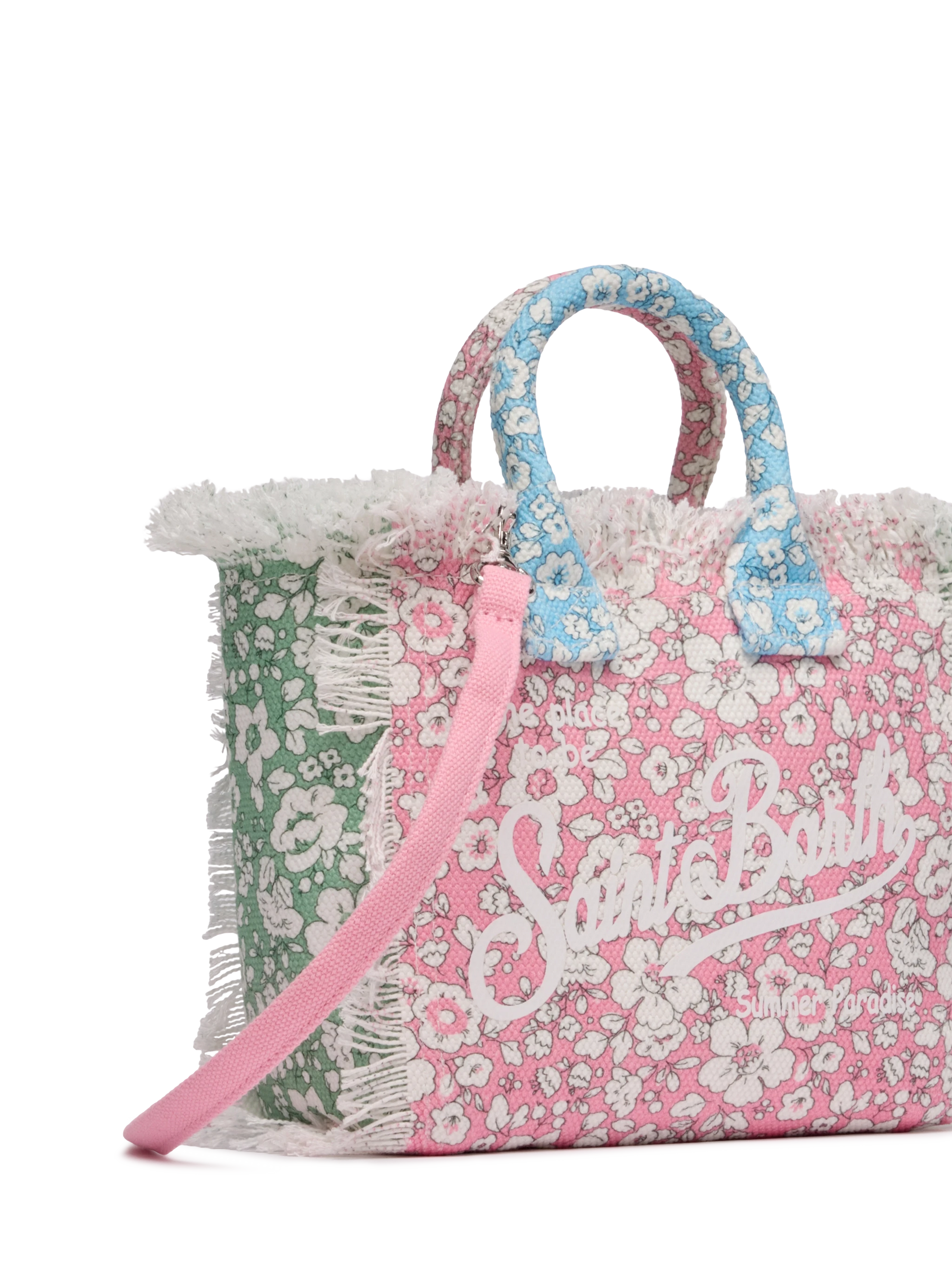 【MC2 SAINT BARTH】ホワイトフラワー バニティバッグ Cotton canvas Mini Vanity bag with flower patch print – MC2