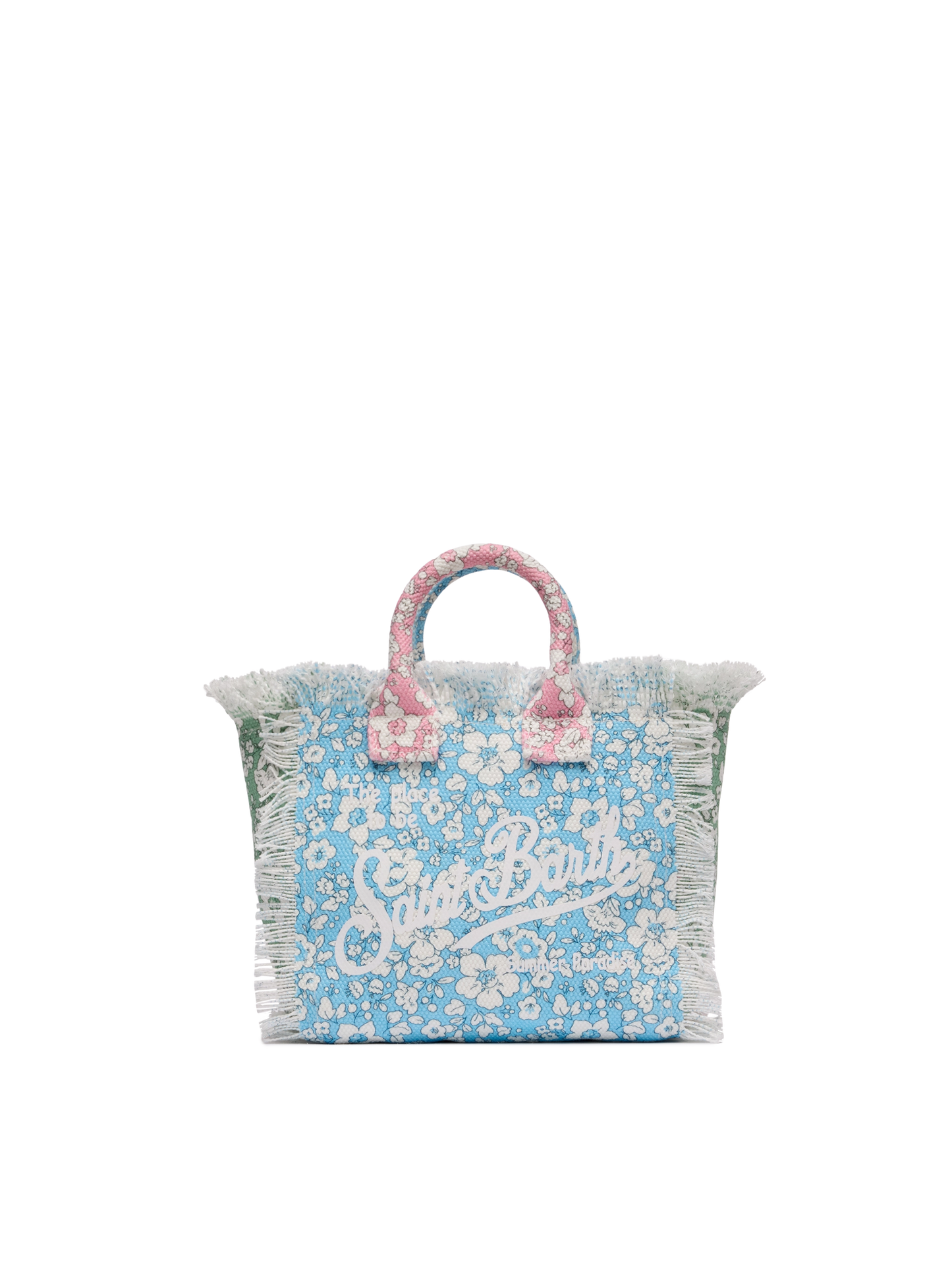 【MC2 SAINT BARTH】ホワイトフラワー バニティバッグ Cotton canvas Mini Vanity bag with flower patch print – MC2