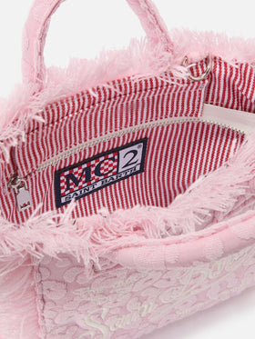 Borsa Vanity mini in tessuto effetto spugna con leopardato in rilievo