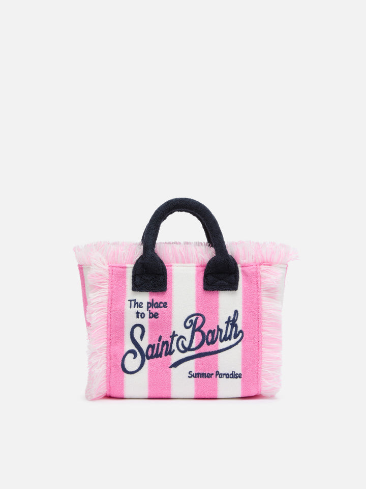 Mini Vanity Sponge Bag con stampa a righe rosa
