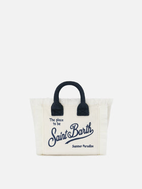 White terry effect Vanity mini bag with embroidered logo