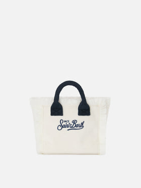 White terry effect Vanity mini bag with embroidered logo