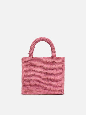 Pink Mini Vanity Raffia bag with Saint Barth embroidery