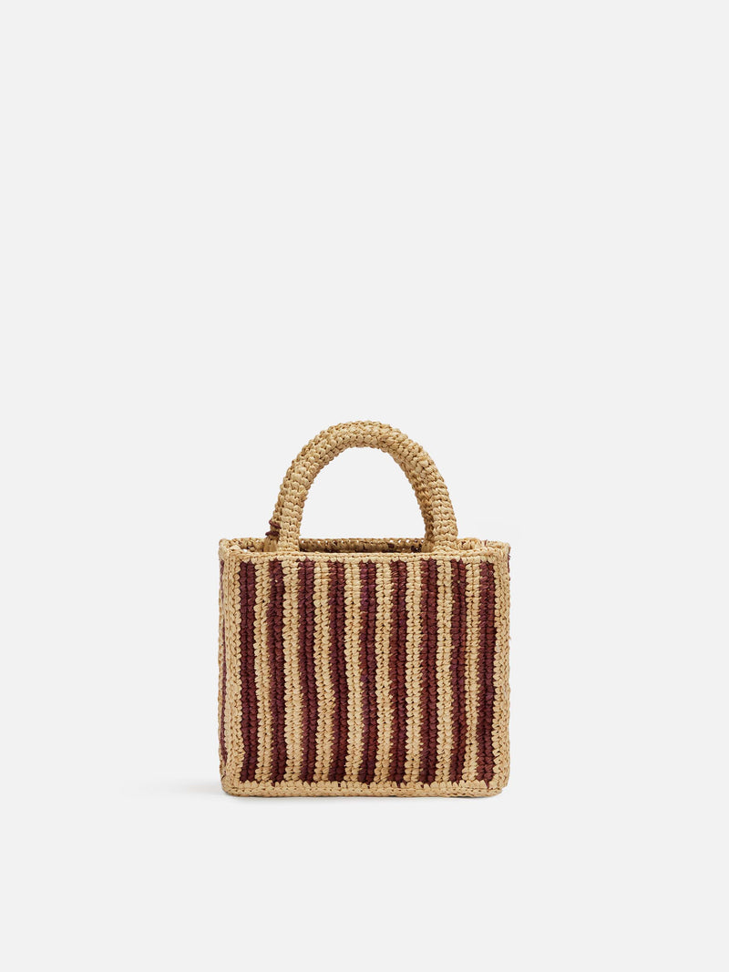 Mini Vanity Raffia bag with striped print